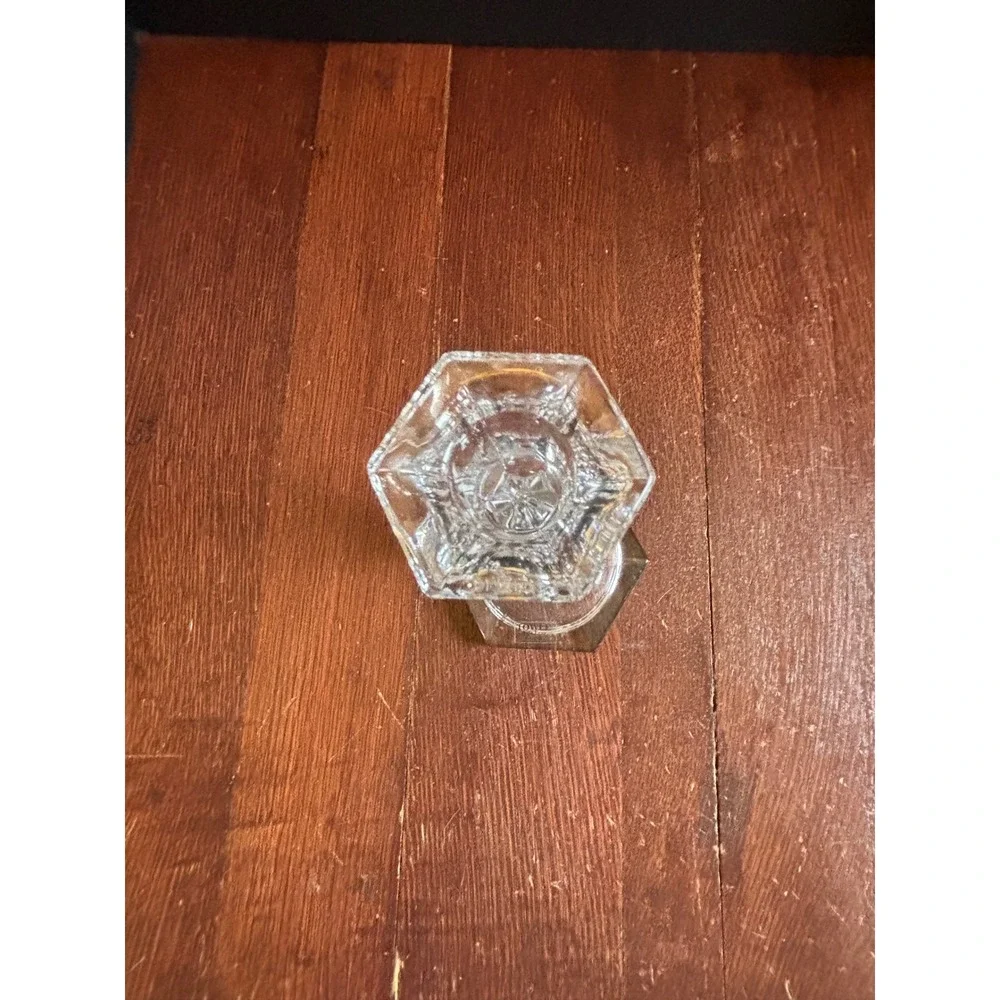 Towle Full Lead Crystal Candlestick Holder Hexagonal Base Made in Slovakia 9in